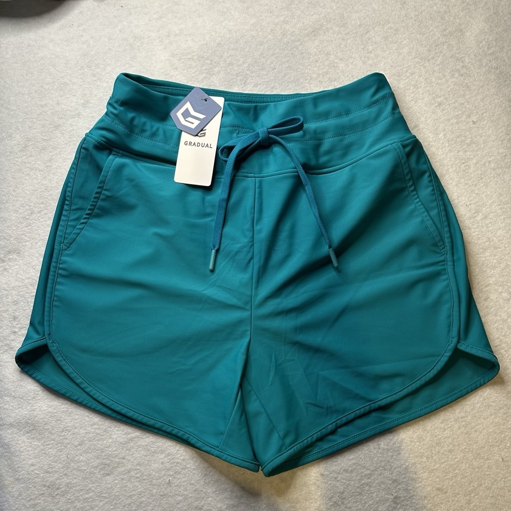 G Gradual High-Waisted Teal Swim Board Shorts Women's XS New With Tags